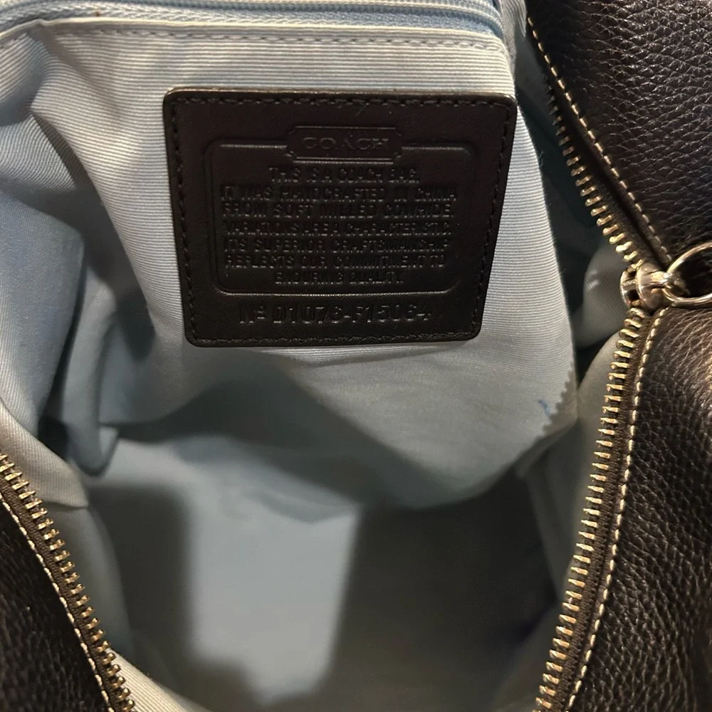 Coach Duffle Black Pebble Leather Hobo Shoulder Bag Convertible - Picture 5 of 12